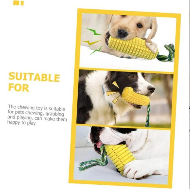 Natural Rubber Corn Dog Toy, Bite-Resistant Squeaky Chew Toy, Teething Training Accessory for Dogs of All Sizes