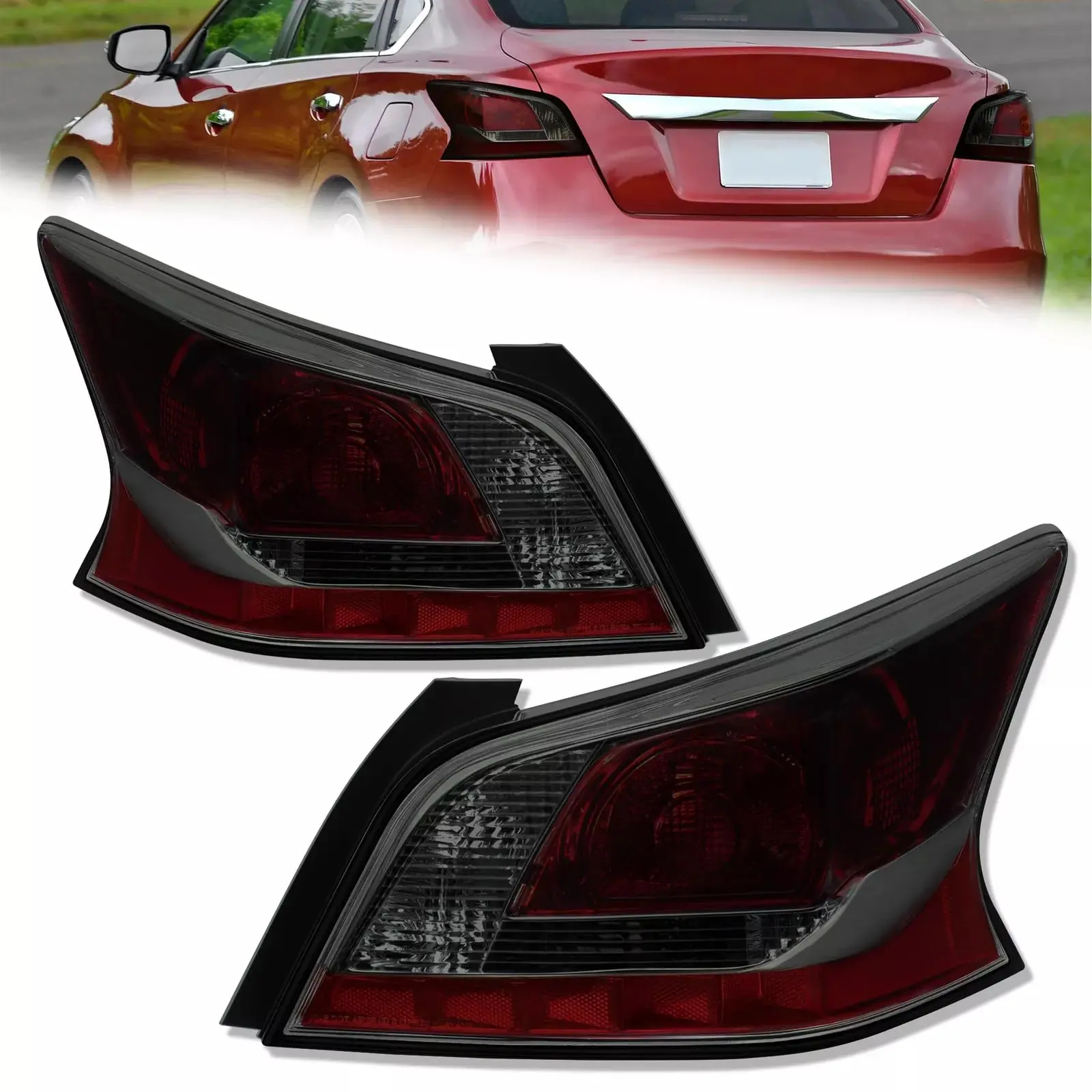 MOSTPLUS 2PCS Smoked Housing Tail Lights Assembly For 2013-2015 Nissan Altima 4-Door Sedan