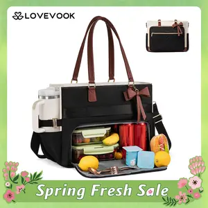 LOVEVOOK Lunch Tote Bag for Women,15.6 Inch&17.3 Inch Large Capacity Work Bag with Laptop Compartment, Teacher Tote Bag with Zipper, Handbag Insulated Bag Leakproof for Nurse, Office, College,TikTokShopSpringStatements