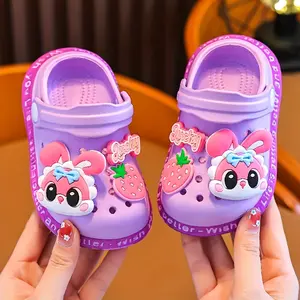 Children's Cartoon EVA Sandals -- Cute Animal Design, Slip-On Style, Breathable Round-Toe Shoes, Unisex Boys and Girls, Pink Bear and Blue Cat Patterns, Casual Shoes, Combining Sandal and Slipper Functions