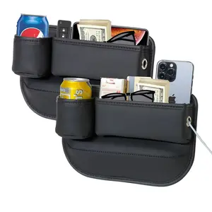 Anti-Slip Car Seat Gap Filler Storage Box, Premium Leather Console Organizer, Easy Access Phone/key Holder, Universal Fit for Sedan/suv-Truck (2 Pack)