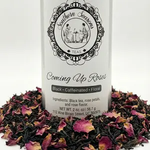 Elegant & Romantic ‘Coming Up Roses’ Black Tea | Loose Leaf 2oz Floral Rose Petal Infusion | Southern Seasons Teas