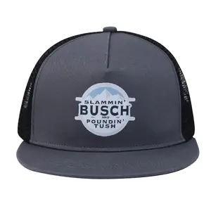 Men’s Trucker Hat Flat Brim Snapback – Breathable Mesh Baseball Cap for Fishing Camping Outdoor