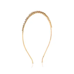 Ettika Crystalized Headband Gold Tone Brass Steel Construction with Glass Elements for Elegant Outfits