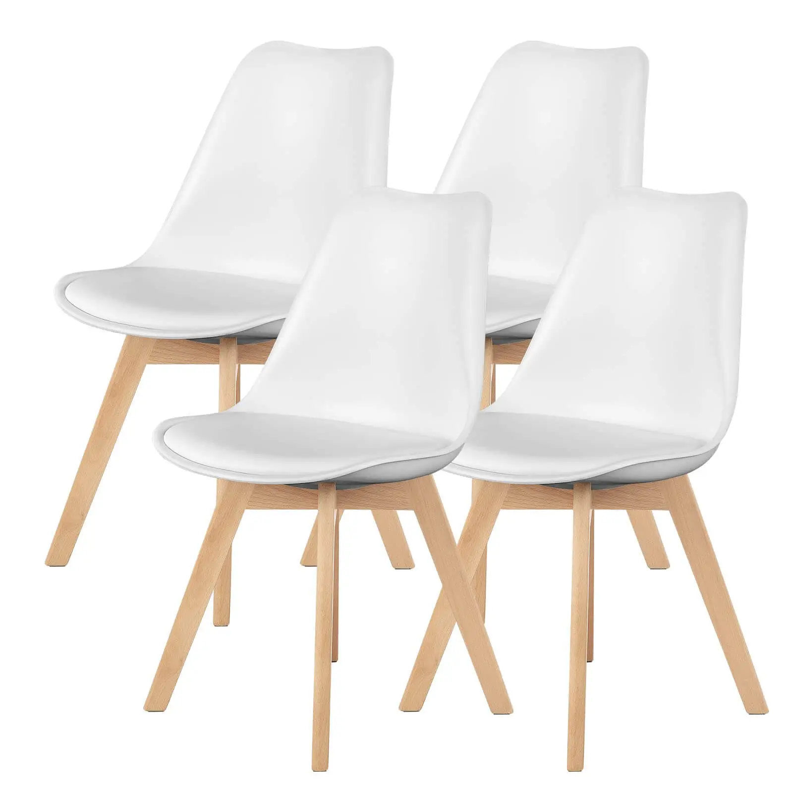 DUMOS Comfortable Cushioned Stylish Multi-Item PU Leather Upholstered Dining Chairs with Wood Legs, Set of 4 for Kitchen, Dining Room, Comfortable Dining Chairs, Cushioned Dining Chairs