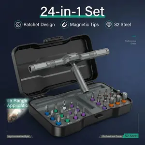24-In-1 Ratchet Design Screwdriver Tool Set, Magnetic Bits, Portable Repair Kit, Ideal for Electronics, Furniture, Bicycles