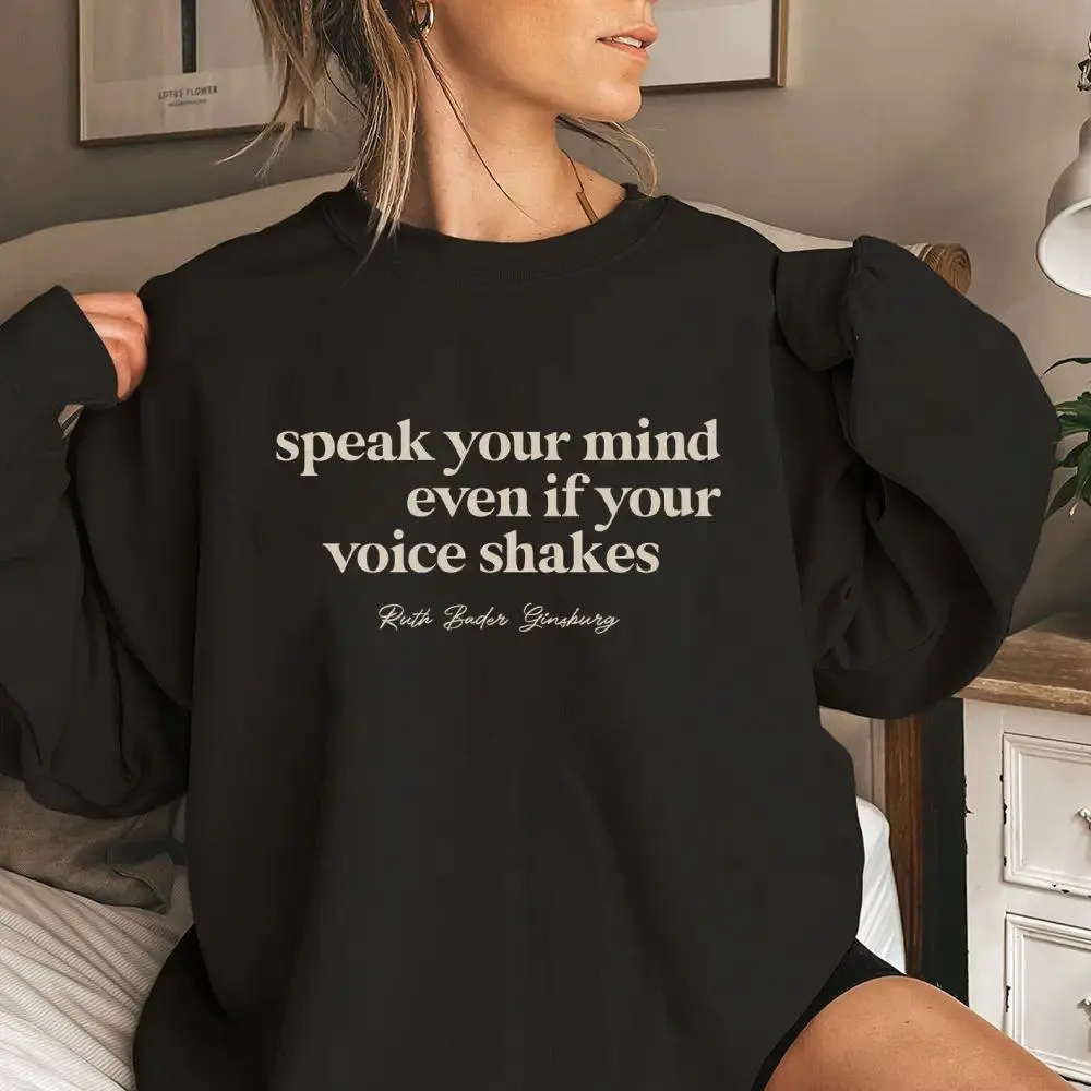 RBG Feminist Power Inspired Graphic Unisex Crewneck Sweatshirt, Street Style Casual Fashion Pullover Top