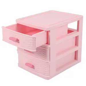 Pink Plastic Hair Accessories Storage Box Multi-Layer Drawer Jewelry Organizer with Secure Lid