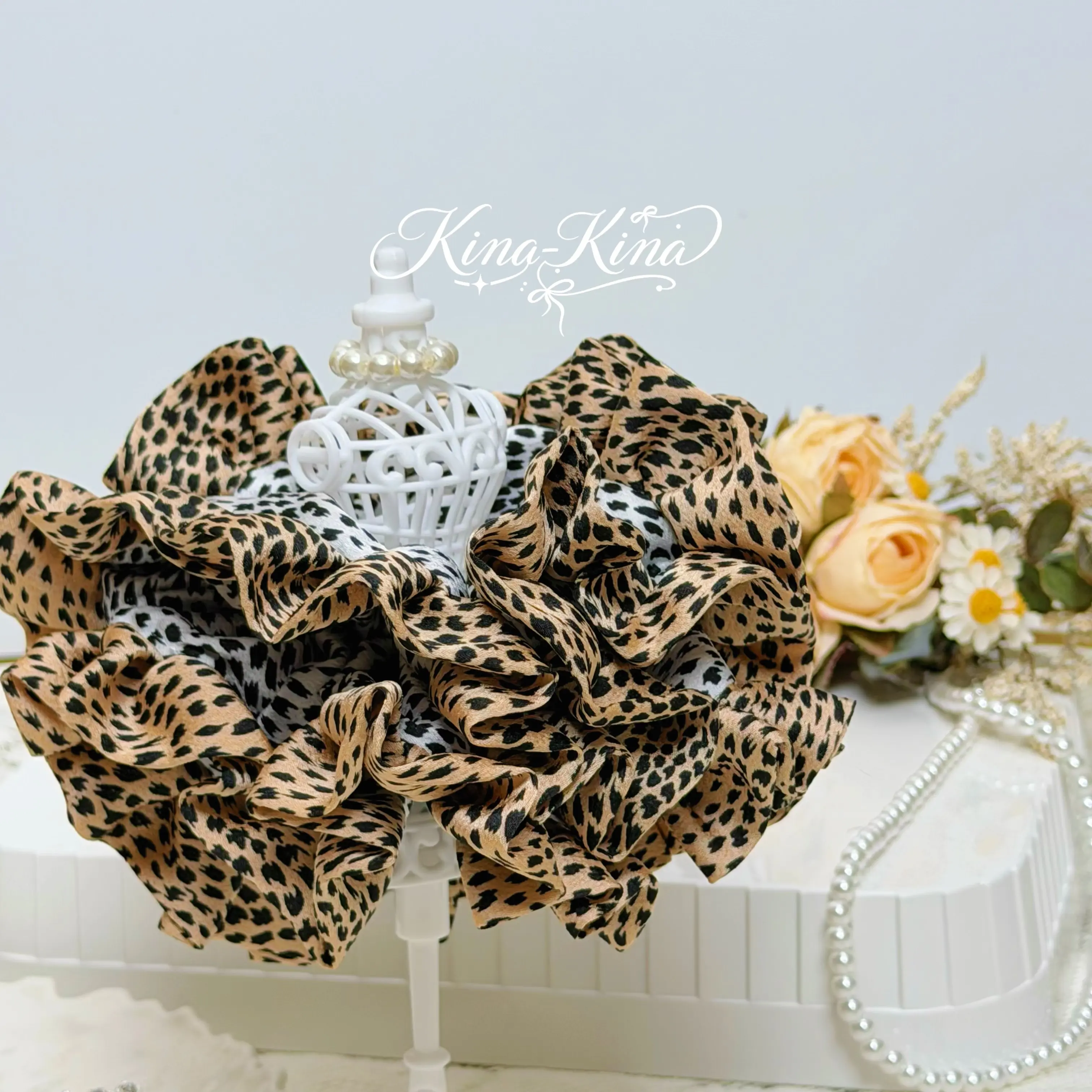 Oversized Double Leopard Print Scrunchie | Chic Statement Hair Accessory