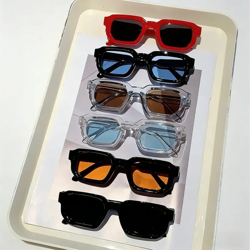 Unisex Full Rim Sunglasses (6-pack) - High Quality Bold Retro Rectangular, Sport-Ready Nylon TR90 Frame, UV Protection Lens, Various Colors, Sports & Outdoor Eyewear for Different Occasions