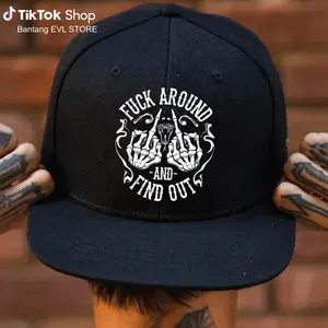 FAFO Around And Find Out Printed Snapback Cap, Bold Skull Hand Graphic Print Hat, Streetwear Attitude Flat Brim Cap, Adjustable Hip Hop Printed Hat for Men and Women
