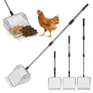 2-in-1 Chicken Poop Scooper and Rake, Stainless Steel Sifter Shovel with Aluminum Alloy Build, Adjustable Handle Coop Cleaning Tool for Efficient Waste Scooping and Strain Reduction, Two-In-One,summervibes