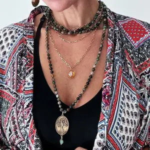 Be You Tree Fusion Necklace Layering Bundle Maximalist Jewelry Gold Pendant