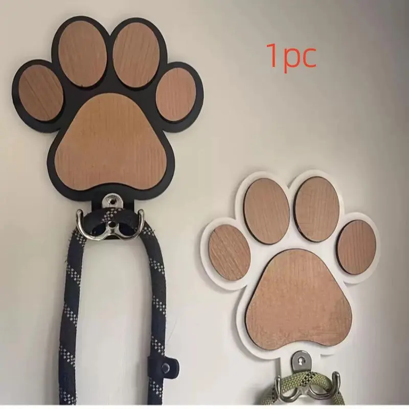 Wooden Dog Paw Print Hook, Creative Wall Decor for Pet Store, Fashionable Clothes Hanger, Durable Wooden Material, Model Xinghao Design, Wall Mounted Hook