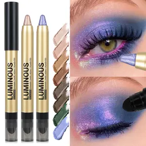 1PC Purple Glitter Shimmer Eyeshadow Stick, Creamy Texture, Double-ended Eyeshadow Stick, Waterproof and Long-lasting - for Stunning Eye Makeup