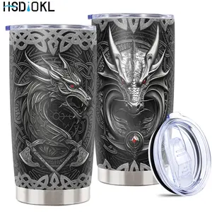 Halloween Gifts 20oz Insulated Stainless Steel Tumbler with Dragon Design Insulated Travel Drinkware - Keeps Drinks Hot/Cold, Fits Car Cup Holders - Halloween Gifts for Dragon Lovers (Friends, Family, Girlfriend, Brother)