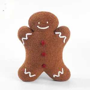 combo 2 - Gingerbread Man Sherpa Pillow, Gingerbread Man Pillow, Faux Fur Christmas Pillow, Snowman Pillow, Decorative Christmas Pillow, Holiday Decor