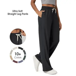 ODODOS Women's Straight Leg Pants Ultra Soft odSTRATUM Tech Relaxed Casual Pajama Lounge Pants with Pockets-29/31 Inseam