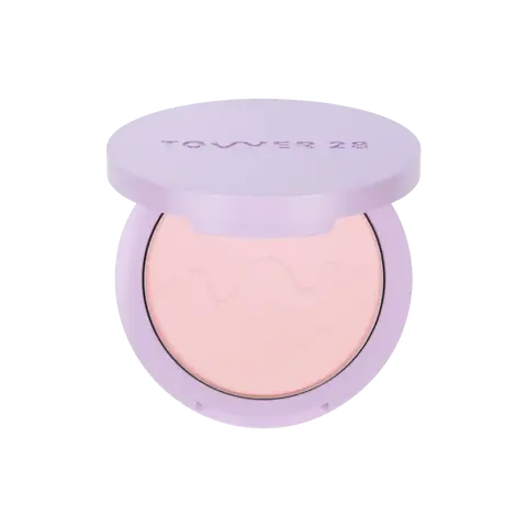 Tower 28 Beauty GetSet™ Pressed Powder - Makeup for Sensitive Skin, Versatile for Various Applications, Talc-Free, Blurring, Brush Honey Matte Translucent