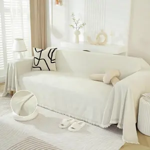 Minimalism Couch Cover Pets Loveseat Protector Cream White Sofa Covers for Sectional 3 Seat Couch Boho Herringbone Furniture Cover Throw Sofa Slipcover, 71"x118"