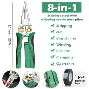 Professional 8-in-1 Electrician Pliers Set: Voltage Tester, Wire Stripper, Crimper & Cable Cutter – The Perfect Practical Gift for Dad, Husband, Boyfriend or Mechanic | AC/DC Detection (12V-250V) with Alarm​