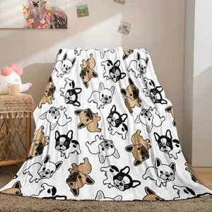 French Bulldog Flannel Throw Blanket (1 Piece), Soft Lightweight Cute French Bulldog Blanket, Perfect Gift for Dog Lovers, for Sofa, Office Naps & Travel
