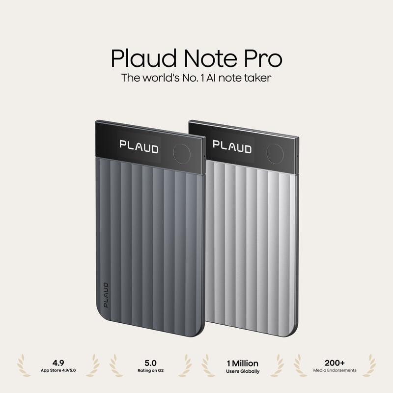 [New Launch] Plaud Note Pro Professional AI Voice Recorder for Business Meetings, Calls & Interviews, 4 MEMS Microphones, Instant View Display, 50-hour Battery Life, AI Transcription & Summary, Premium Office Gadget & Business Gift