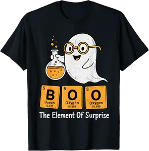 Boo Ghost Chemistry Pun Science Periodic Table Halloween T-Shirt - Lyasiamcmi Shop 97B0FQ4Y9JVQ