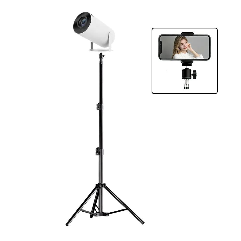 Portable 120cm Adjustable Collapsible Projector Tripod Stand - Universal 1/4" Screw for Desktop & Floor Use, Compatible with Projectors, Cameras, Webcams
