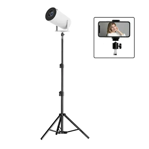 Portable Projector Tripod Stand - 45-120cm Adjustable Height, 360° Full Rotation Ball Head, 1/4" Screw Mount, Tool-Free Setup, Innovative Open Umbrella Base, Collapses to Backpack Size, Stable for Projector, Cameras, Webcam, Streaming