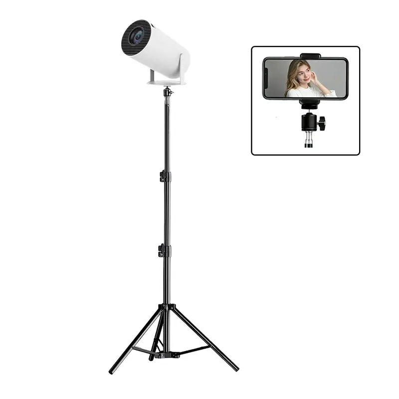 Portable Projector Tripod Stand - 45-120cm Adjustable Height, 360° Full Rotation Ball Head, 1/4" Screw Mount, Tool-Free Setup, Innovative Open Umbrella Base, Collapses to Backpack Size, Stable for Projector, Cameras, Webcam, Streaming