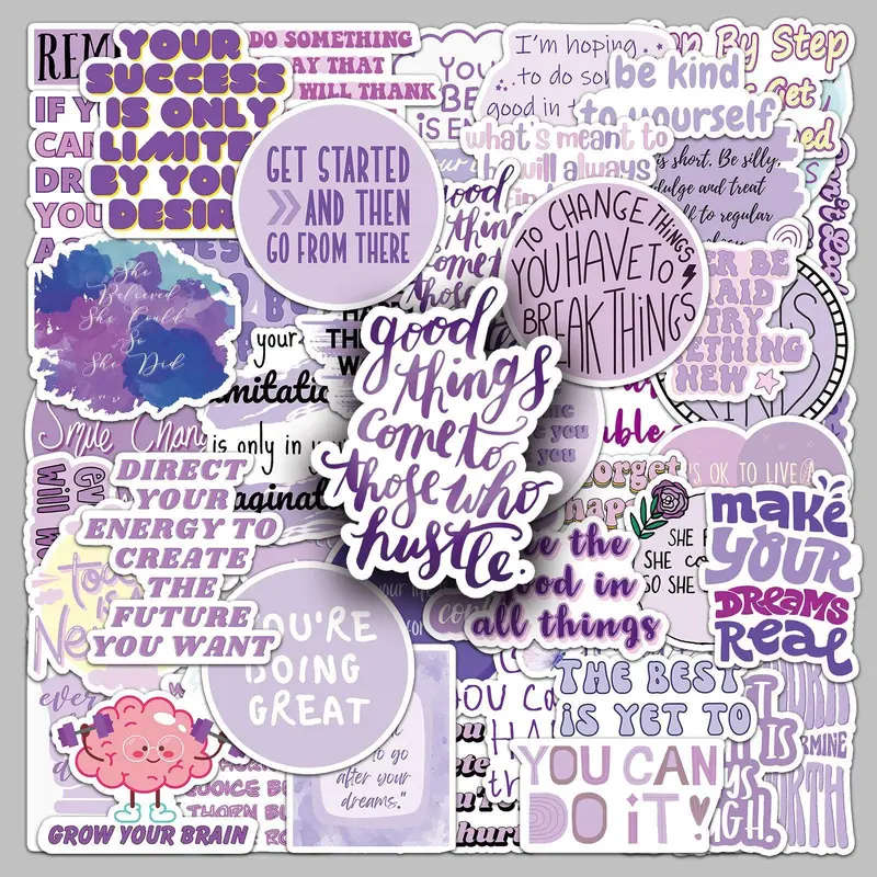 Motivational Letter Series Graffiti Sticker, 50pcs/set Waterproof Decals Stickers, Decorative Sticker for Cellphone, Phone Case, Laptop, Notebook, Helmet, Skateboard