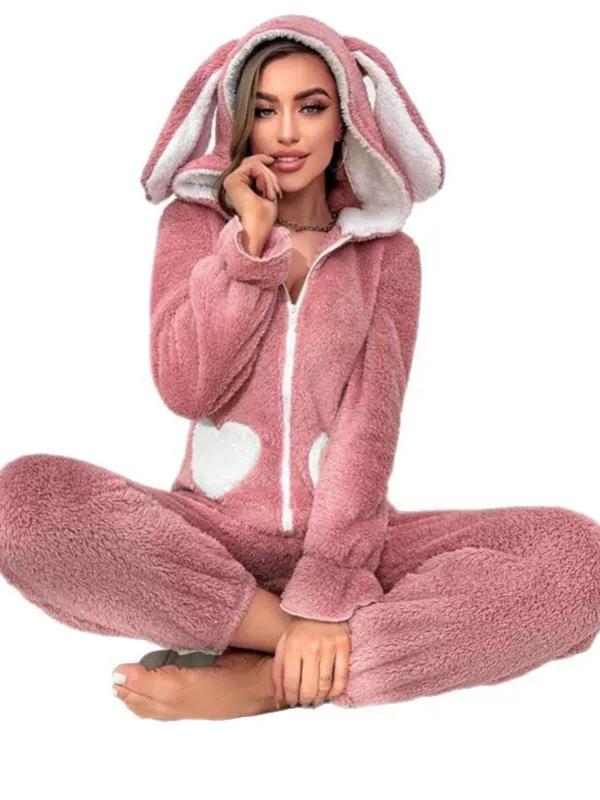 【Christmas Sale】Women’s Heart Fleece Onesie Pajamas – Cute Hooded Loungewear, Super Soft & Cozy for Cold Nights