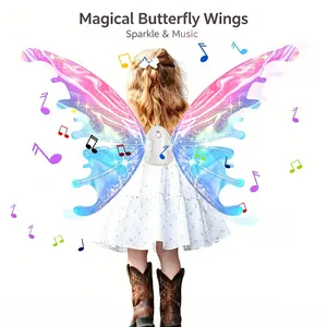 Electric Fairy Wings for Girls, Light Up Moving Butterfly Wings with Music & LED Lights, Sparkling Princess Dress Up Costume Accessories for Kids Birthday Halloween Christmas Party, Magical Iridescent Angel Elf Wings Toy Gift, Fits All Toddlers 2026