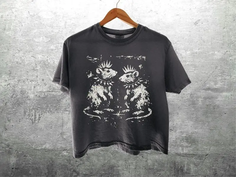 Comfort Colors Boxy Tee Vintage Punk Rat Graphic, Funny Rodent Shirt, Women's Relaxed Cropped Cotton Apparel