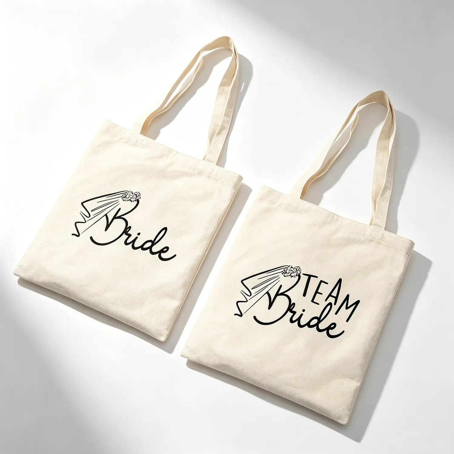 Bride/bridesmaid Canvas Tote Bag Set, Wedding Party Canvas Handbag, Reusable Shoulder Bag, Large Canvas Bag for Beach & Travel, Versatile Tote Bag