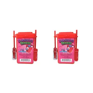Dumpster Dippers 2-Pack Lollipop & Sour Powder Candy in Green Container Watermelon Cherry Blue Raspberry Perfect for Party Favors