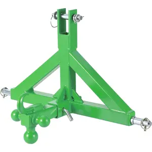 Heavy Duty 3-Point Quick Hitch Drawbar Attachment for Category 1 Tractors – 2" Receiver, Tow Hook, Multiple Trailer Balls,  Towing Hitch for Farm, Landscaping, Hauling – Green Heavy Duty 3-Point Quick Hitch Drawbar Attachment