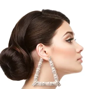 Triangle Bamboo Hoop Earrings Female