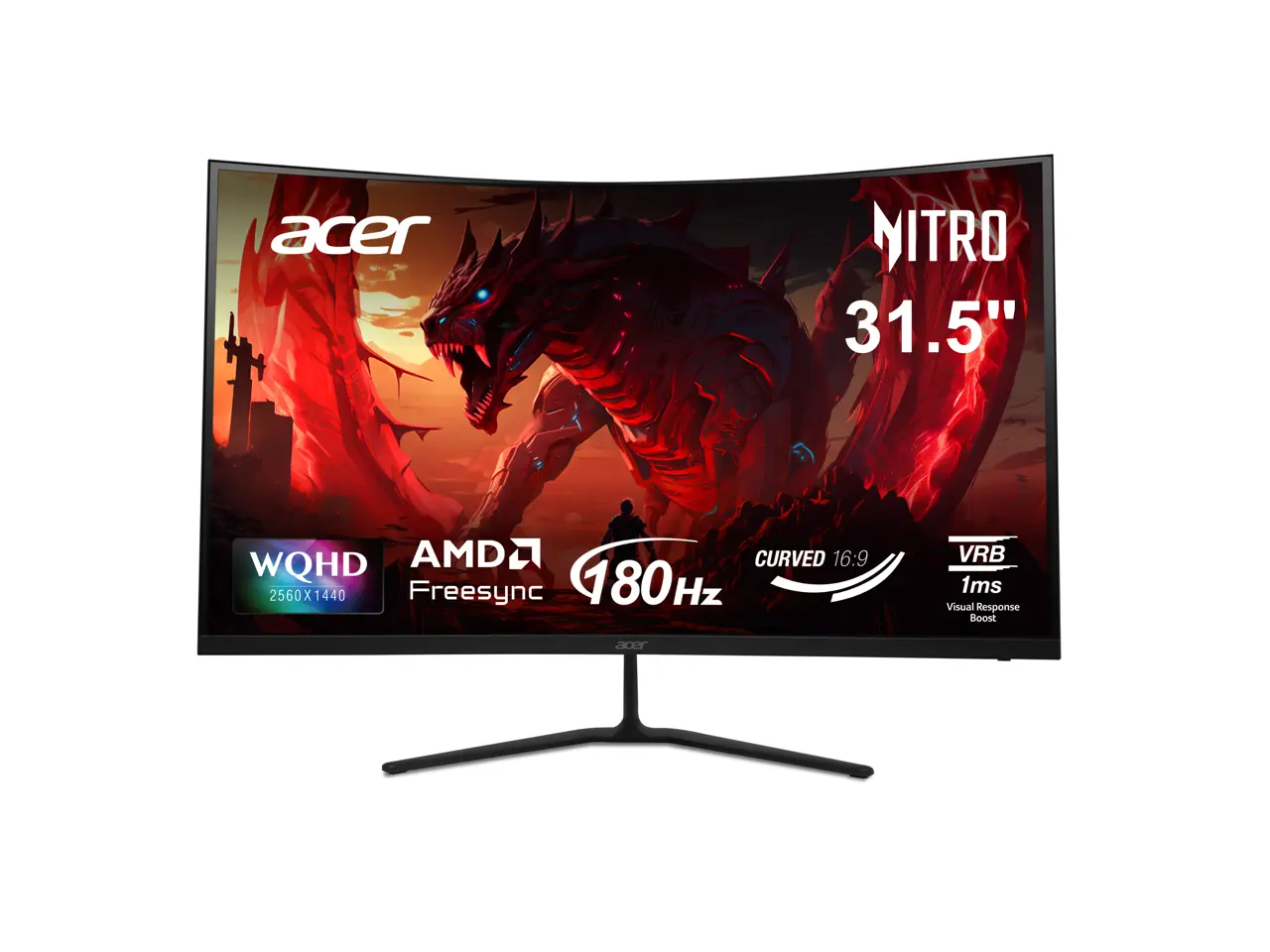 Acer Nitro 32 inch (31.5" viewable) WQHD 2K 1440P 180hz with AMD FreeSync 1ms 1000R Curved Gaming Computer Monitor ED323QU P1bmiipx