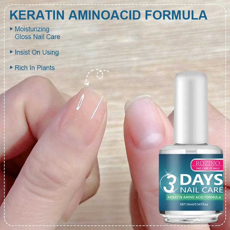 ROZINO 16ml Keratin Amino Acid Nail Care Oil - Aloe, Lavender & Multiple Plant Oils Infused Daily Moisturizer for Smoothing, Glossy Polishing, Strengthening & Preventing Peeling Nails, Nourishing
