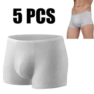 5pcs Men's Disposable Gray Boxer Briefs Underwear, No wash required Breathable Comfortable Briefs Perfect for Travel & Hospital trip, business, hotel, camping Use, Independent Portable Packaging, Travel Underwear, Camping Essentials, Breathable