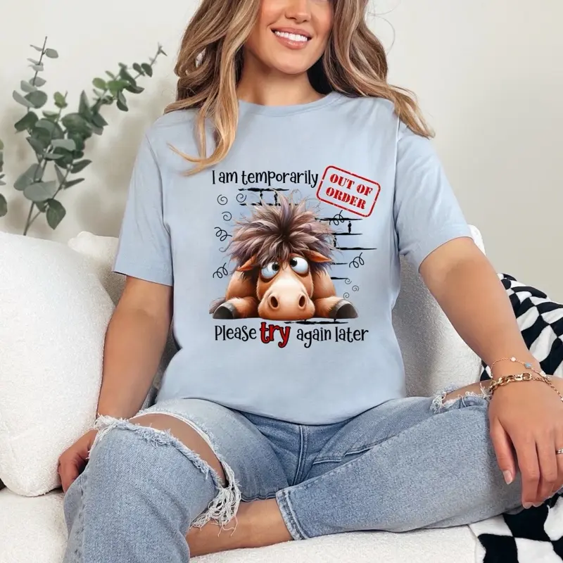 I am temporarily out of order T-Shirt or Crewneck Sweatshirt love casual comfortable super soft relaxed fit unisex Sizing womenswear Streetwear Long Sleeve Top