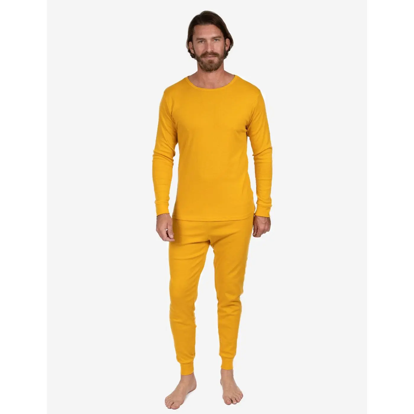Mens Solid Mustard Yellow Pajamas