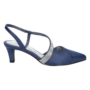 Easy Street Womens Emerald Rhinestone Pointed Toe Slingback Pumps Dress Casual Mid Heel 2-3" - Blue