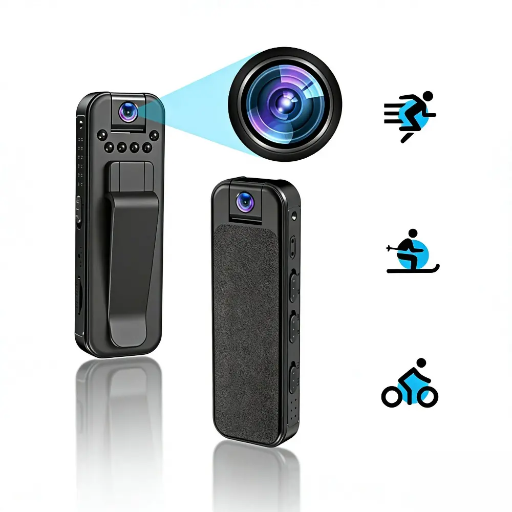 Mini Body Camera Wearable Action Body Cam with 180° Lens Sports Action CameraThumb Size Hands-Free Recording Body Worn Camera Portable Camcorder Vlogging Camera Video Recording Gear Mount Anywhere for Work Travel Fishing Pet Walking