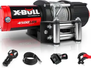 X-BULL Winch 4500LBS Steel Cable Electric Winch with Roller Fairlead, Wired Handle and Wireless Remote,Easy to Install