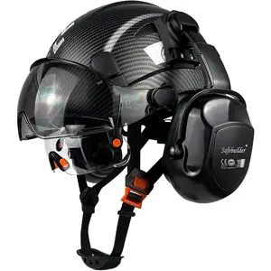Industrial Safety Helmet with Visor Ear Muffs Hard Hat with Visor Vented Hardhats Construction Work Head Protection Face Shield Hearing Protection