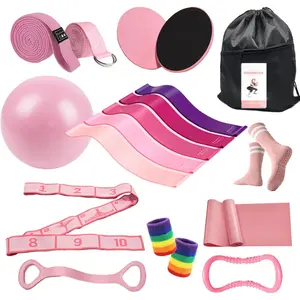 Pilates Essentials Kit for Women, Yoga Exercise Equipment Set for Home Workouts with Mini Ball, Resistance Bands, Sliding Disks & Accessories - Fitness Set for Yoga & Pilates Beginners