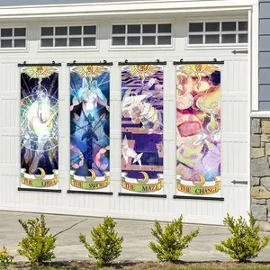 Cute Cartoon Elf Pattern Hanging Banner, 4 Counts/set Colorful Wall Decor, Wall Art Decor for Home Living Room Bedroom Study Room